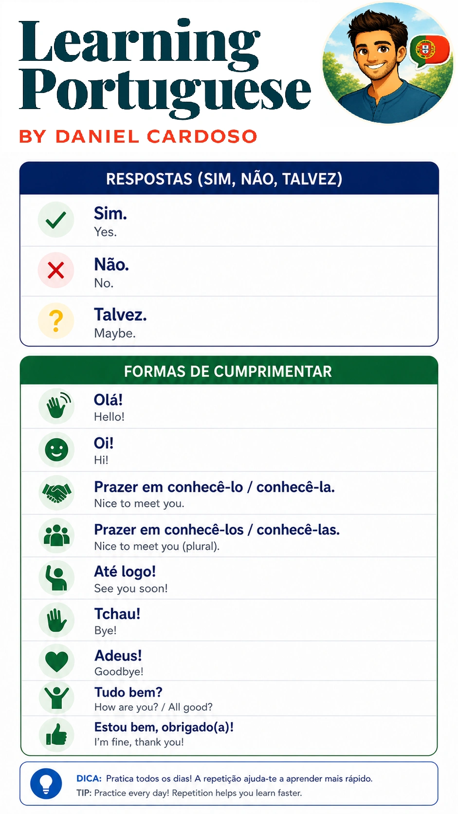 Portuguese answers and greetings